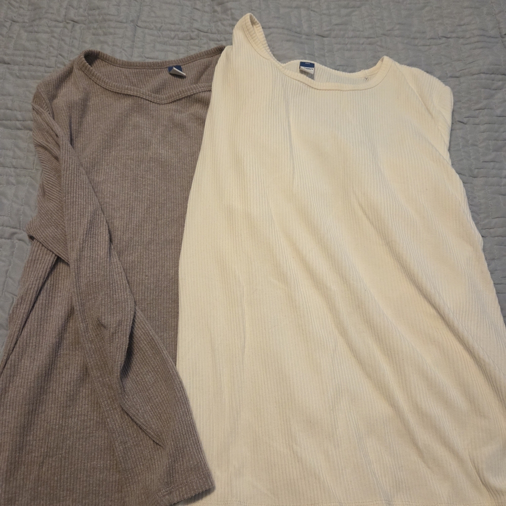 Old Navy Ribbed Tops in Tan and Cream